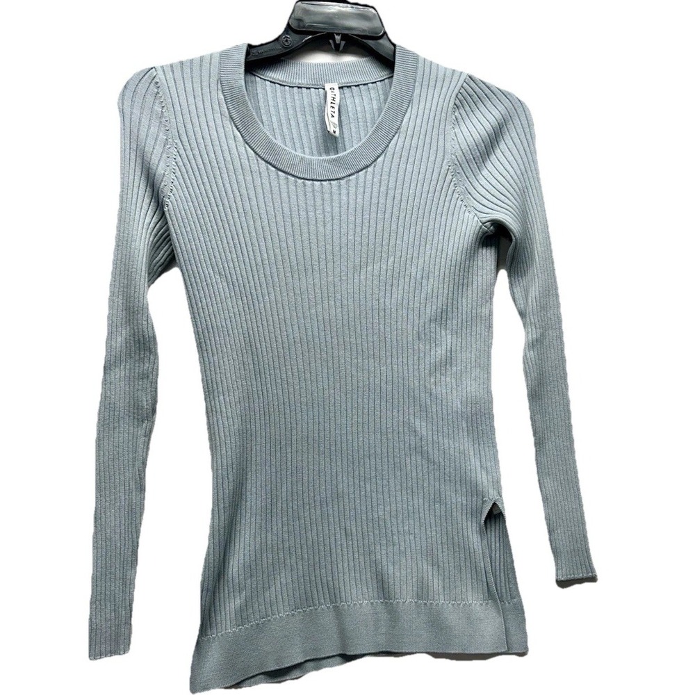 Athleta Women's Medium Light Blue Ribbed Polyester/Lyocell Sweater (B6)